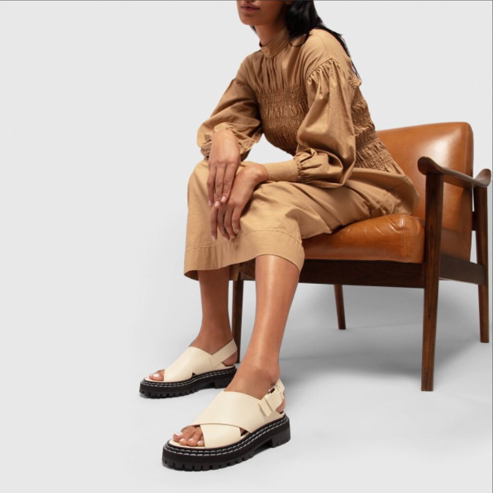 PROENZA SCHOULER Lug Sole Sandals in Off-White Calf Leather – IT 39.5 / US 9–9.5
